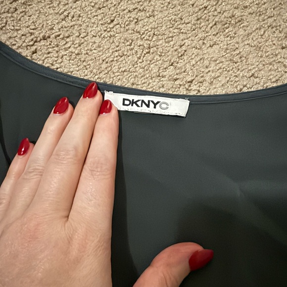 DKNYC Gray Draped Faux Wrap Cap Sleeve Dress Size L - Picture 5 of 9